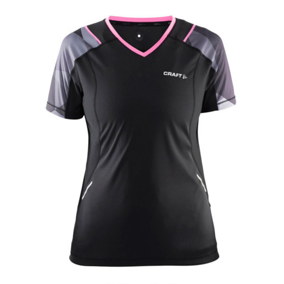 Craft shirt korte mouw Devotion black/pink dames (foto 1)